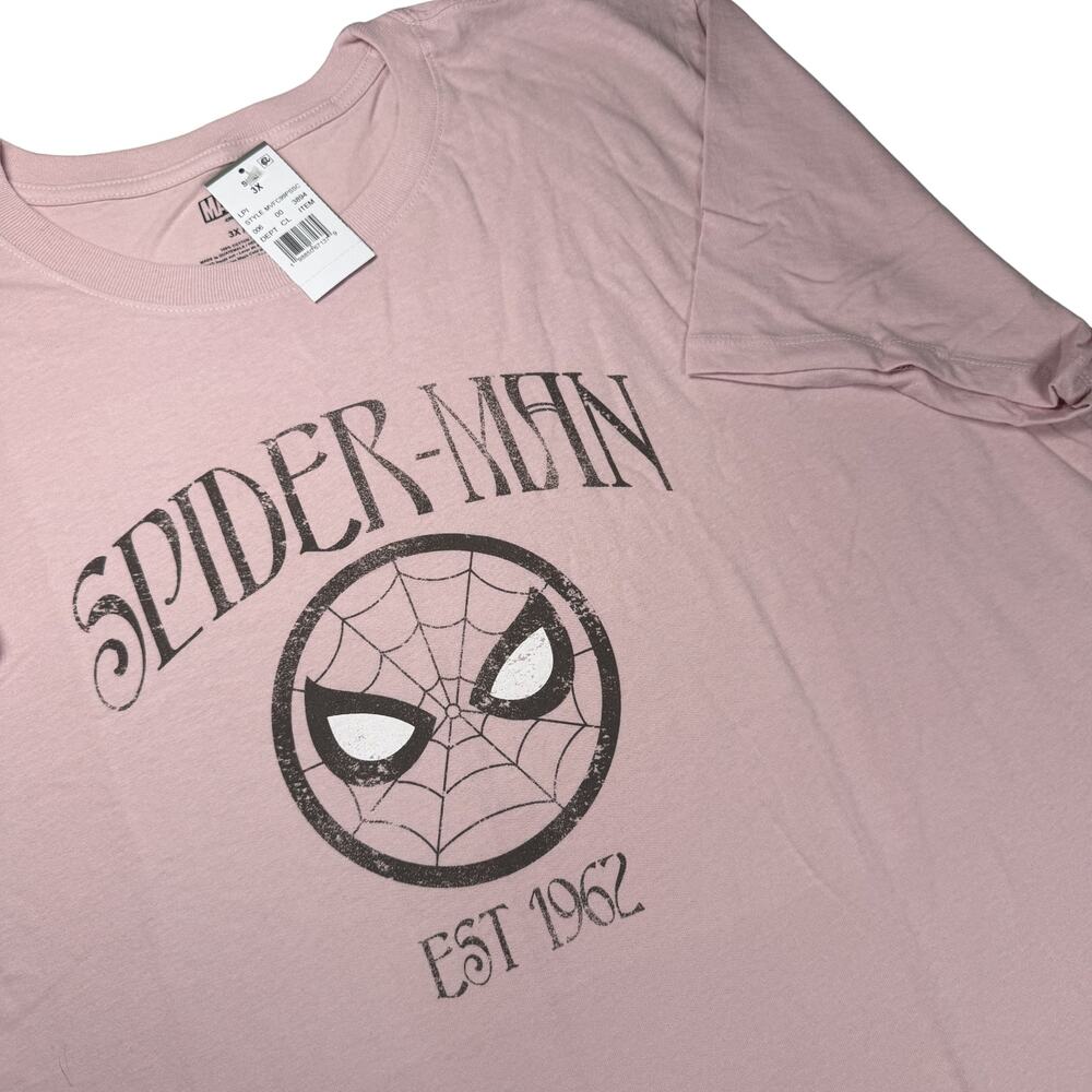 Marvel Graphic Tee Women's Size 3X Pink Spider-Man Short Sleeve NWT